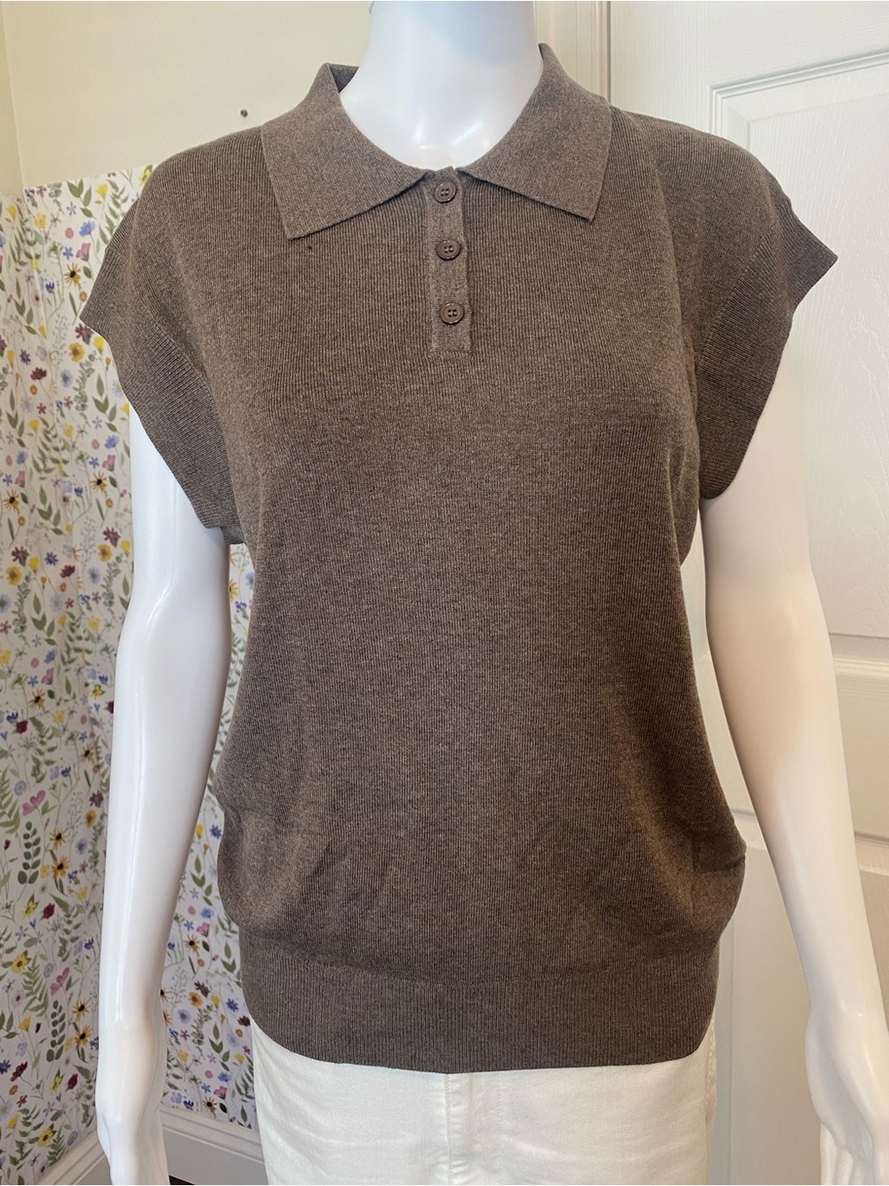 Arach&Cloz New WMN’s Brown Knit Polo Sweater Top Size Medium